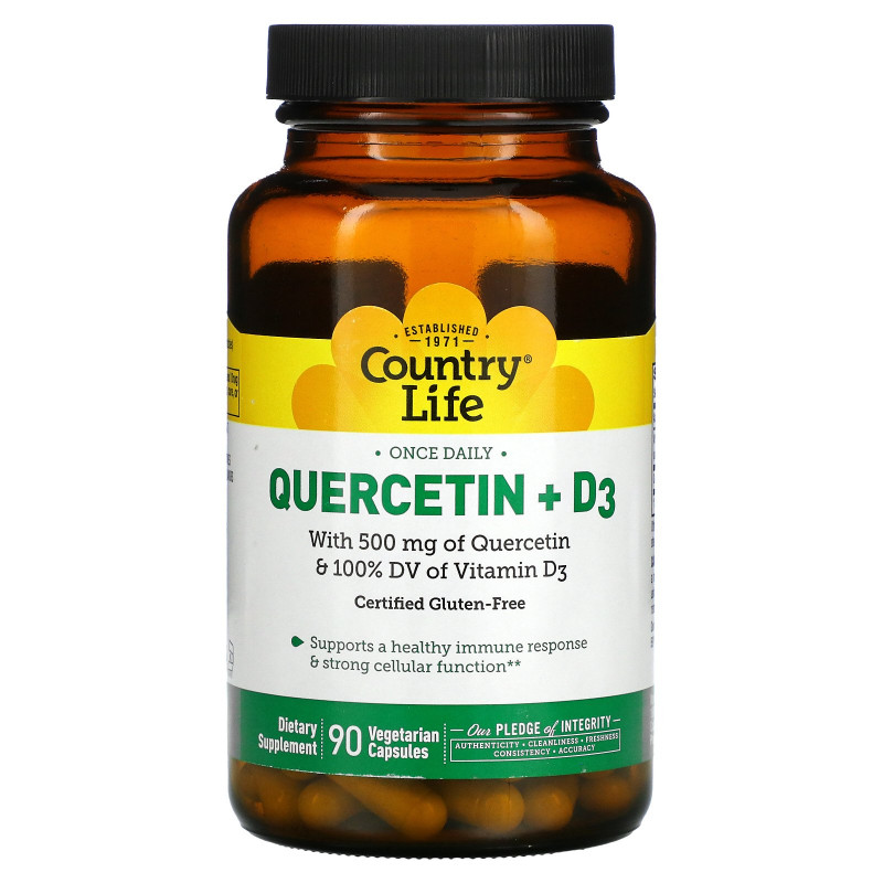 Country Life, Quercetin + D3, 90 Vegetarian Capsules