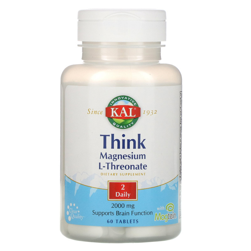 KAL, Think Magnesium L-Threonate, 2000 mg, 60 Tablets