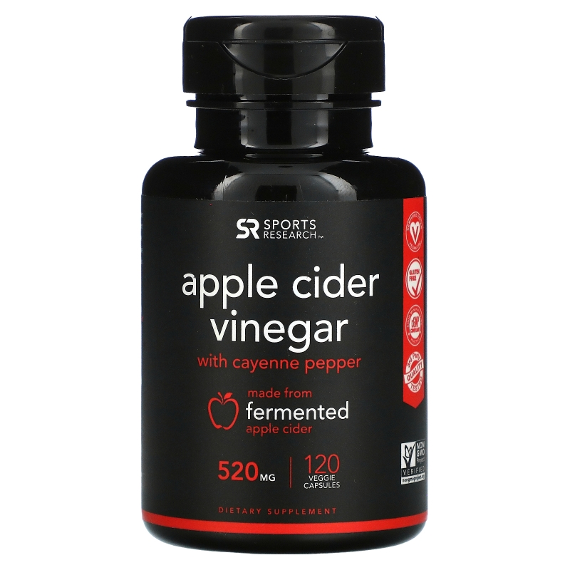 Sports Research, Apple Cider Vinegar with Cayenne Pepper, 520 mg, 120 Veggie Capsules