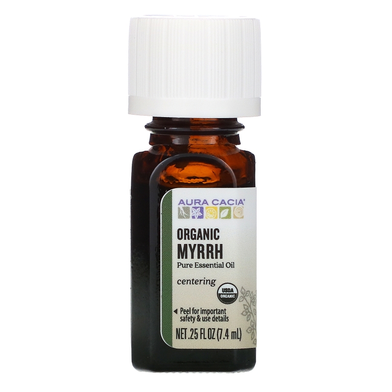 Aura Cacia, Pure Essential Oil, Organic Myrrh, .25 fl oz (7.4 ml)