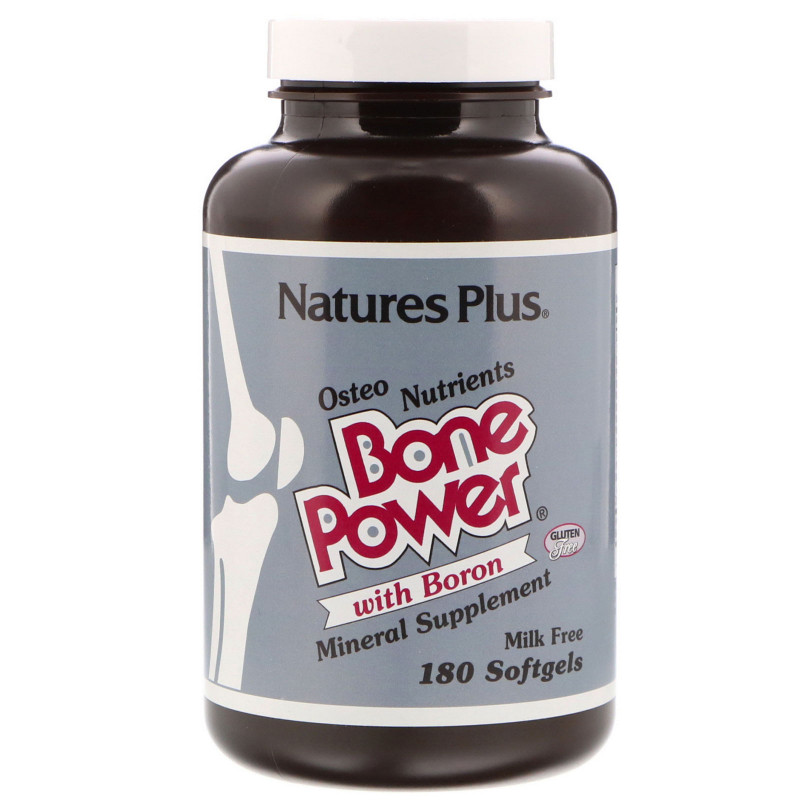 Nature's Plus, Bone Power, сила костей с бором, 180 желатиновых капсул