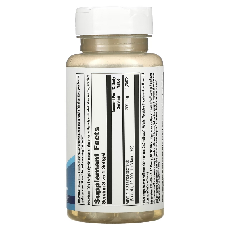 KAL, Ultra D-3, 250 mcg (10,000 IU), 90 Softgels