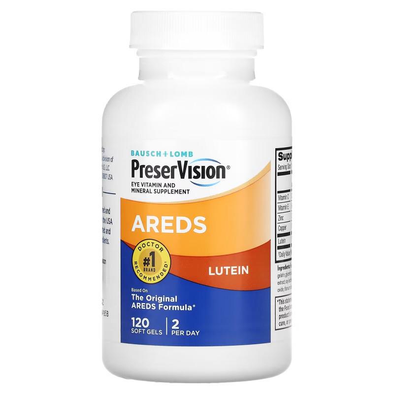 Bausch & Lomb PreserVision, AREDS Lutein, Eye Vitamin & Mineral Supplement, 120 Soft Gels