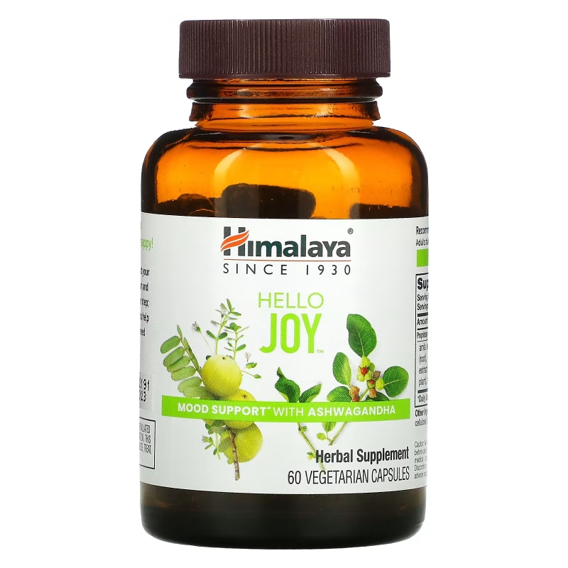 Himalaya, Hello Joy, Mood Support With Ashwagandha, 60 Vegetarian Capsules