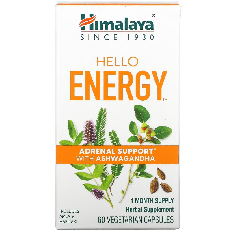 Himalaya, Hello Energy, Adrenal Support With Ashwagandha, 60 Vegetarian Capsules