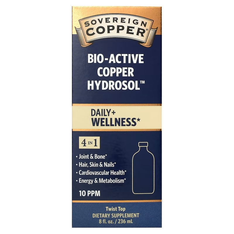 Sovereign Silver, Bio-Active Copper Hydrosol, 10 PPM, 8 oz (236 ml)