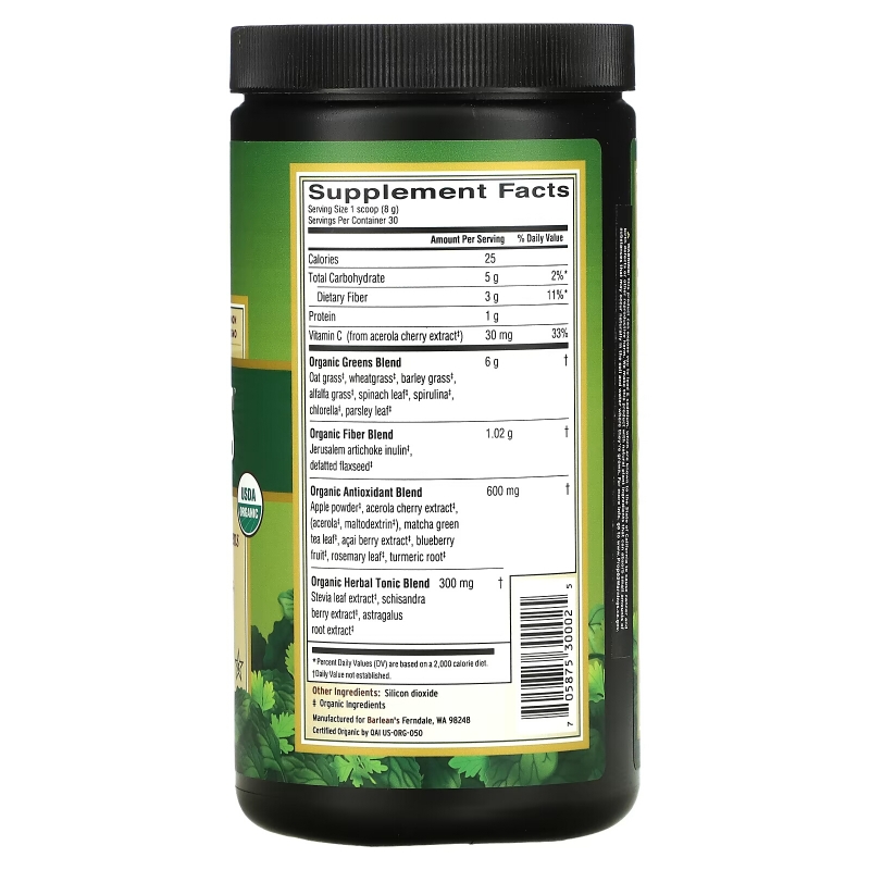 Barlean's Organic Greens порошок 846 унции (240 г)