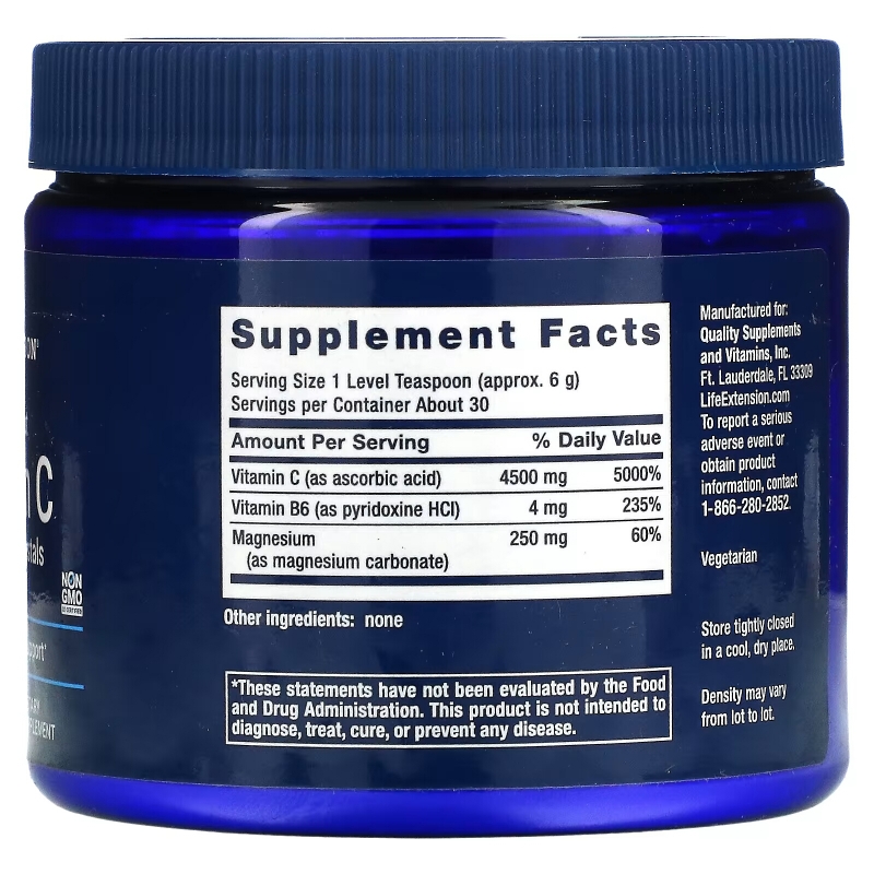 Life Extension, Effervescent Vitamin C, Magnesium Crystals, 6.35 oz (180 g)