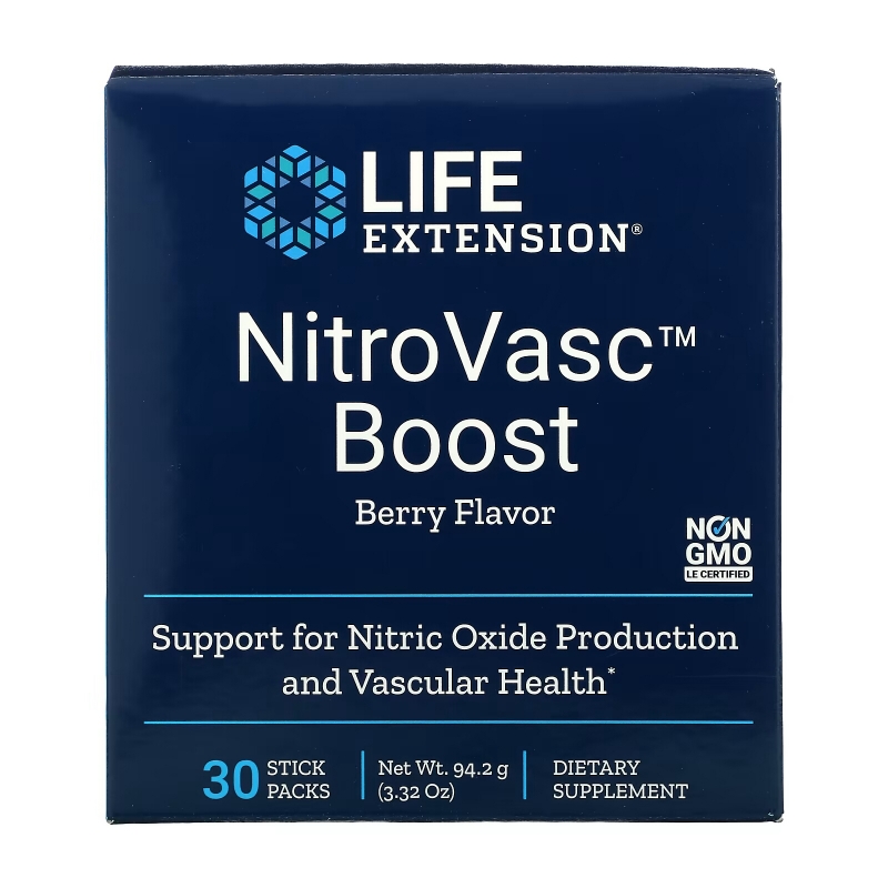 Life Extension, NitroVasc Boost, ягодный вкус, 30 пакетиков