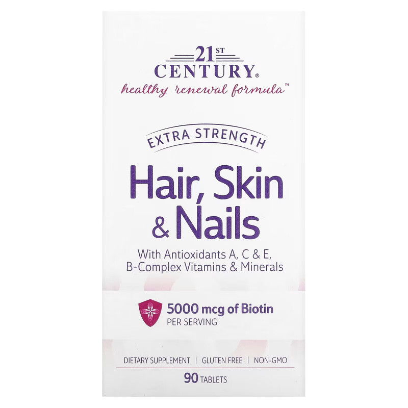 21st Century, Hair, Skin & Nails, Extra Strength, 90 Tablets