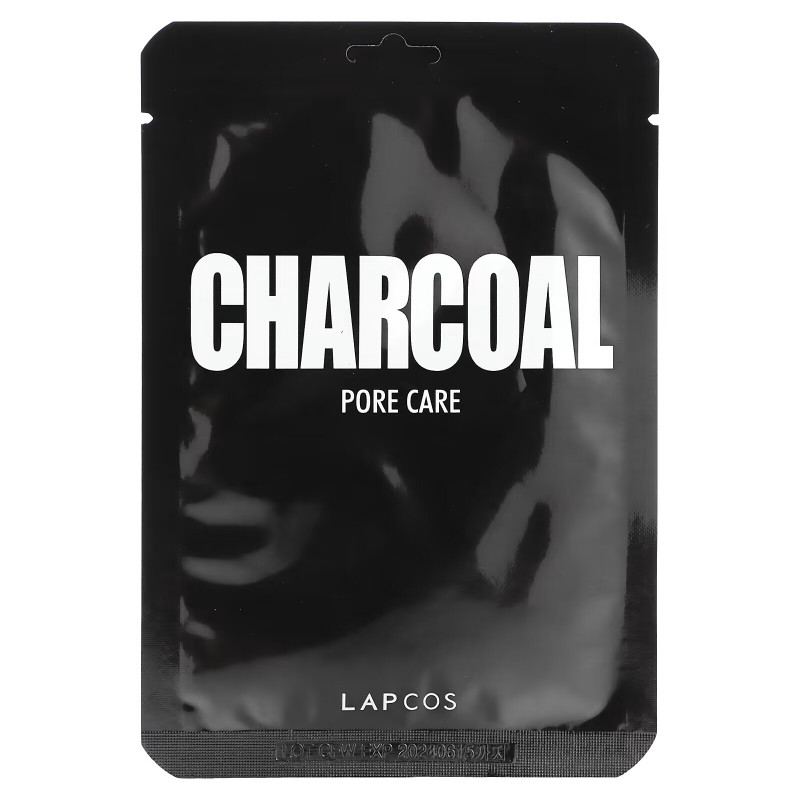 Lapcos, Charcoal Sheet Mask, Pore Care, 1 Sheet, 0.84 fl oz (25 ml)