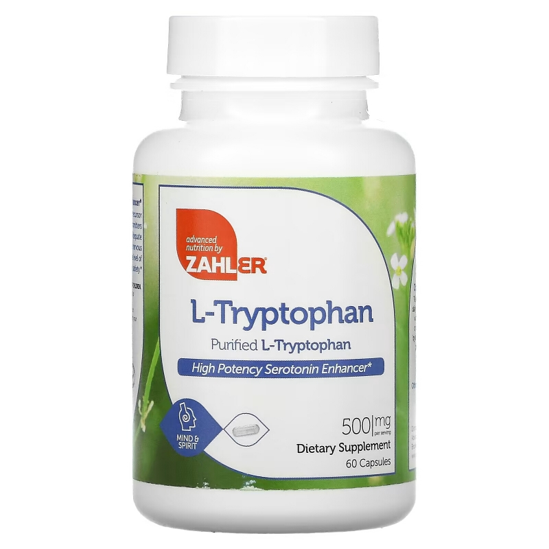 Zahler, L-Tryptophan, Purified L-Tryptophan, 500 mg, 60 Capsules