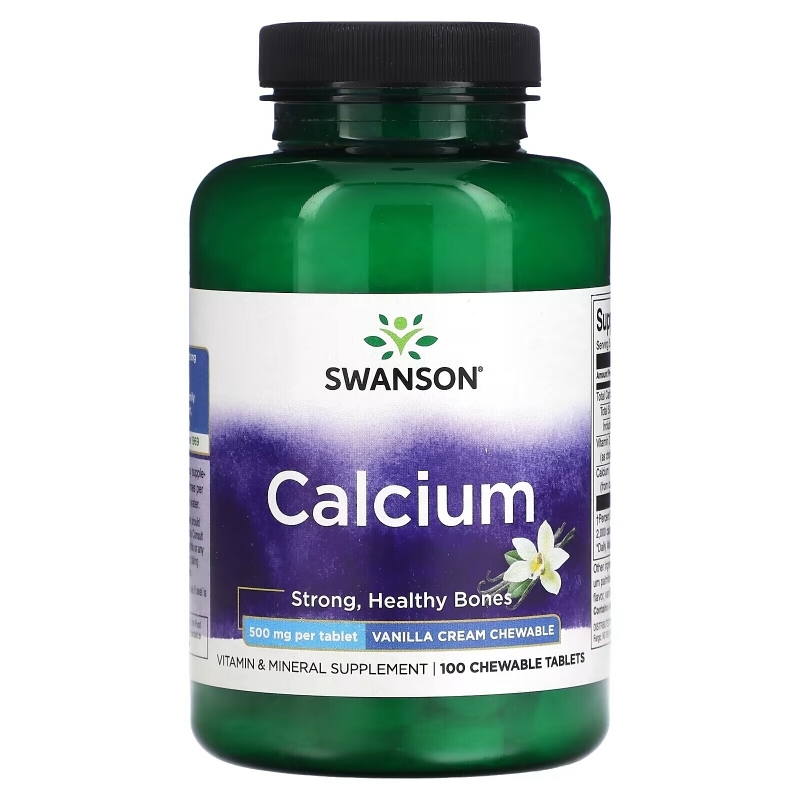 Swanson, Calcium, Vanilla Cream, 500 mg, 100 Chewable Tablets