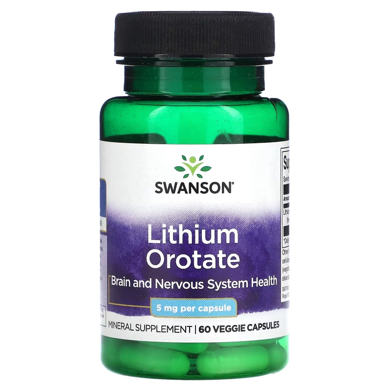 Swanson, Lithium Orotate, 5 mg, 60 Veggie Capsules