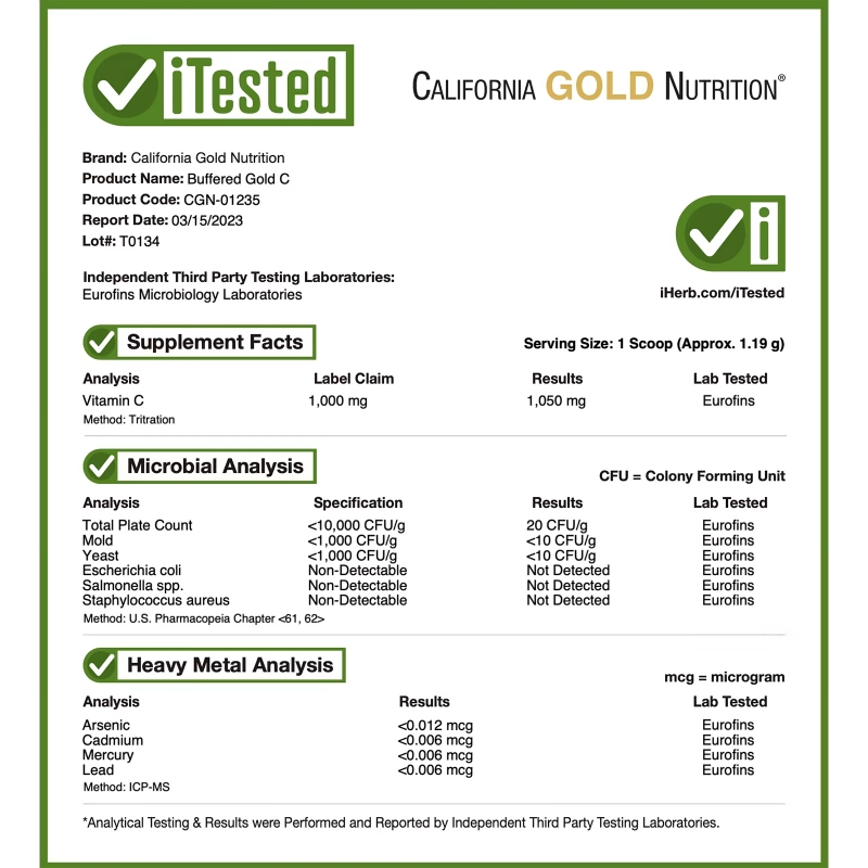 California Gold Nutrition, Забуференный витамин C, порошок витамина C, некислый, аскорбат натрия, 238 г (8,40 унций)